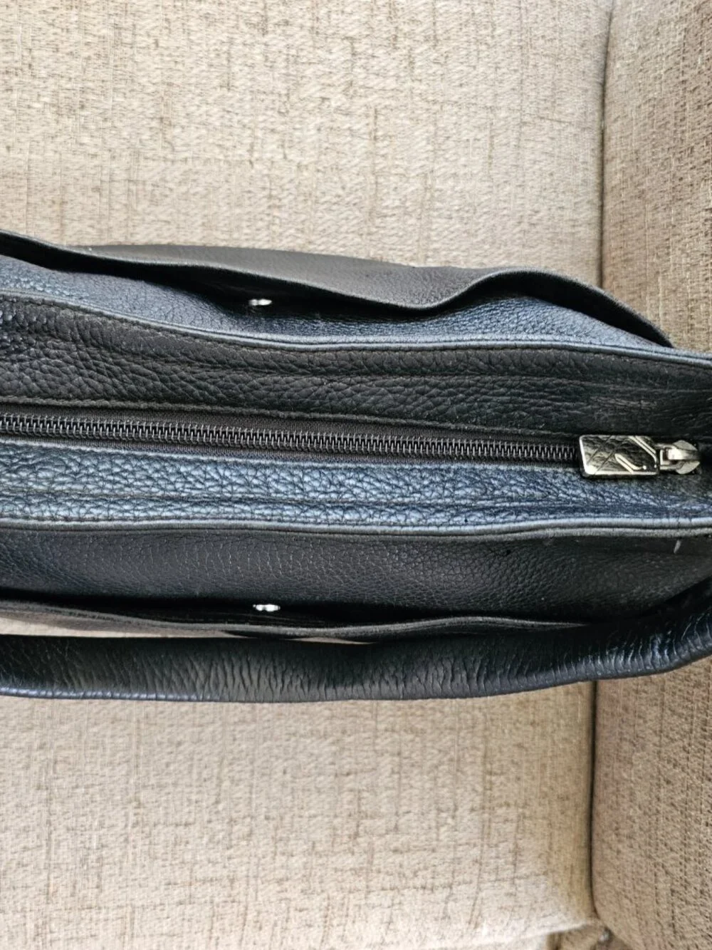Furla Black Genuine Leather Studded Crystal Hobo Shoulder Bag